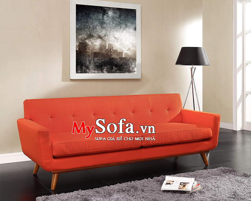 Ghế sofa văng nỉ AmiA SFN095 màu đỏ cam