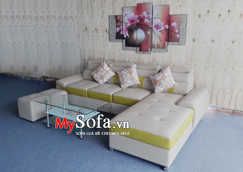 Hình ảnh bộ ghế Sofa góc chất liệu da AmiA SFD153 chụp tại MySofa.vn