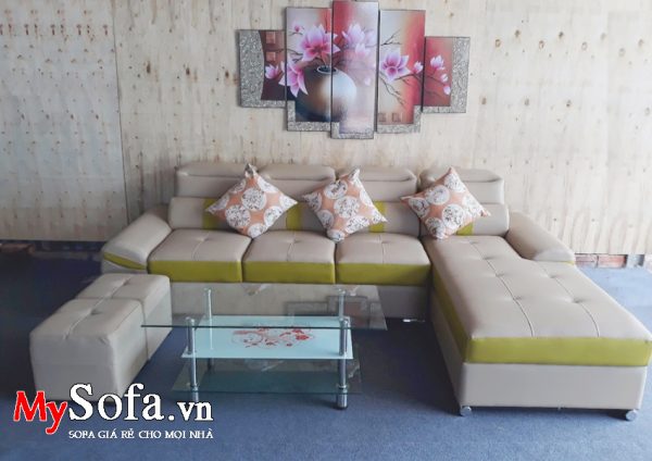 Hình ảnh bộ ghế Sofa góc chất liệu da AmiA SFD153 chụp tại MySofa.vn