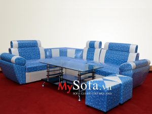 Mẫu Sofa da giá rẻ AmiA SFD025 màu xanh họa tiết