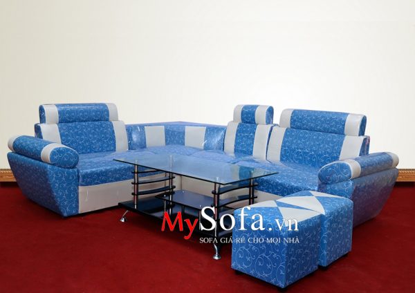 Mẫu Sofa da giá rẻ AmiA SFD025 màu xanh họa tiết