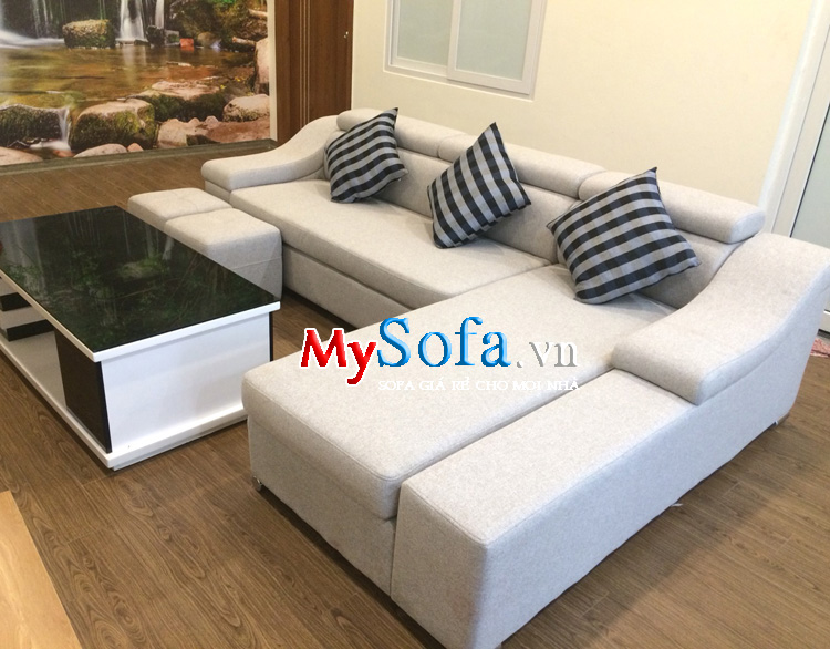 Mẫu sofa đẹp dạng góc chất liệu nỉ vải