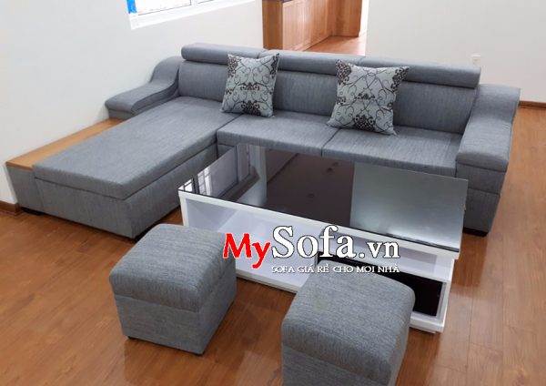 Mẫu Sofa nỉ dạng góc, tay ốp gỗ AmiA SFN092 | mySofa.vn
