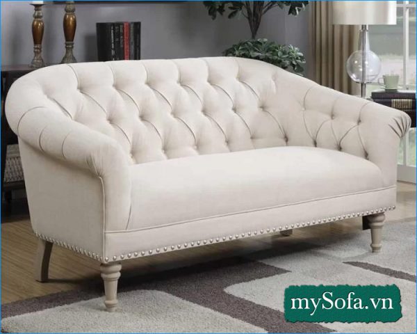 Hình ảnh Ghế sofa văng nhỏ màu trắng kiểu bành hiện đại MyS-18320