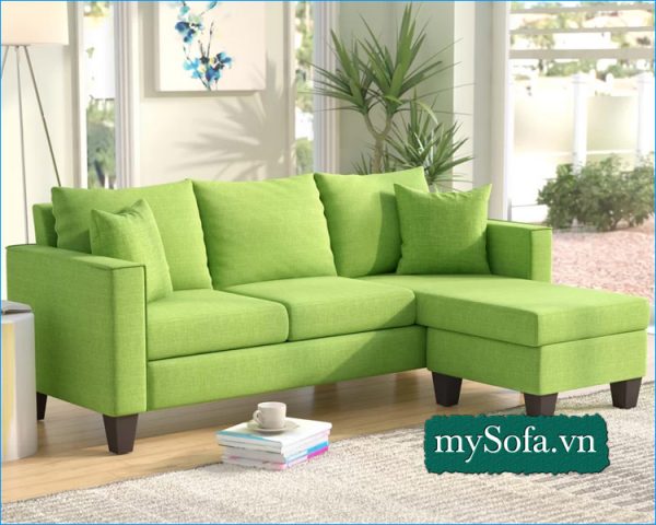 Bộ ghế Sofa góc nỉ màu xanh trẻ trung hiện đại MyS-18699