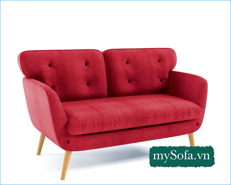 mẫu ghế sô pha nhỏ đẹp chất nỉ màu đỏ MyS-19583