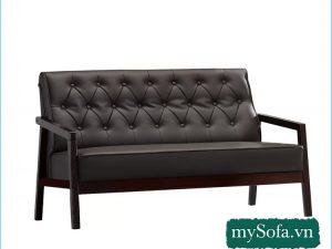 Ghế sofa da đẹp chân gỗ tự nhiên