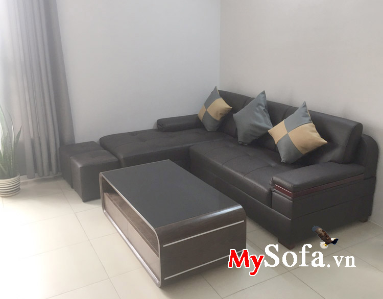 Hình ảnh mẫu ghế sofa chất liệu da màu đen đẹ