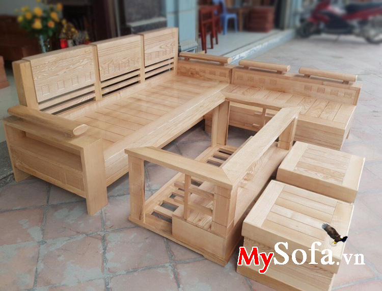Sofa phòng khách chất liệu gỗ sồi tự nhiên đẹp giá rẻ