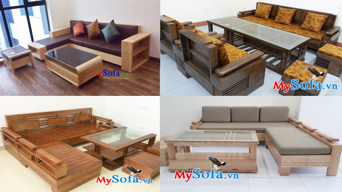 Mẫu bàn ghế sofa gỗ sồi nga đẹp giá rẻ