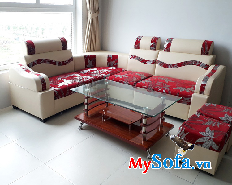 Ghế sofa giá rẻ chất liệu da phối nỉ vải