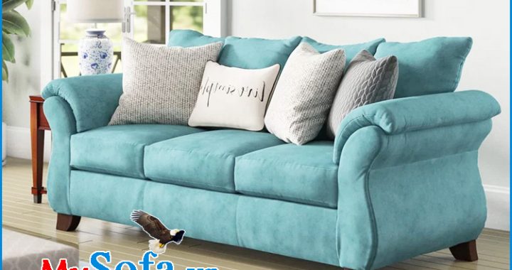 Ghế sofa nỉ đẹp màu xanh trẻ trung