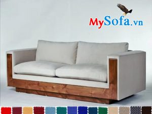sofa nỉ văng ốp gỗ đẹp sang trọng