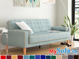 mẫu sofa văng bọc nỉ có màu xanh lạ mắt và thanh lịch