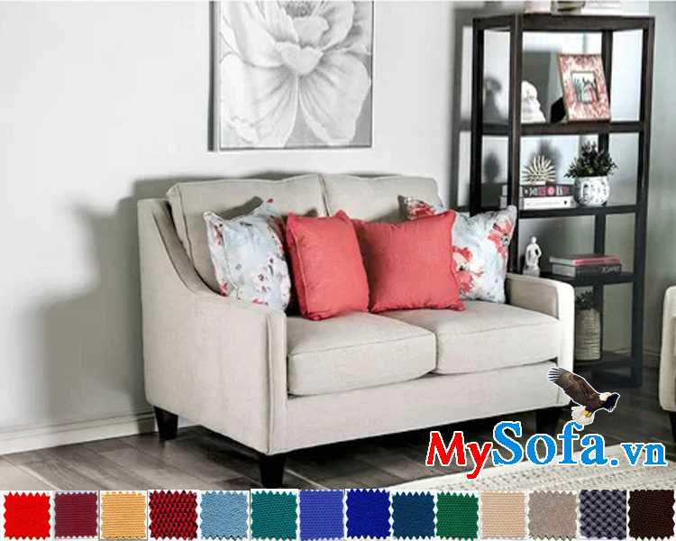 sofa văng mini phù hợp với không gian nhỏ, vải nỉ màu be trang nhã