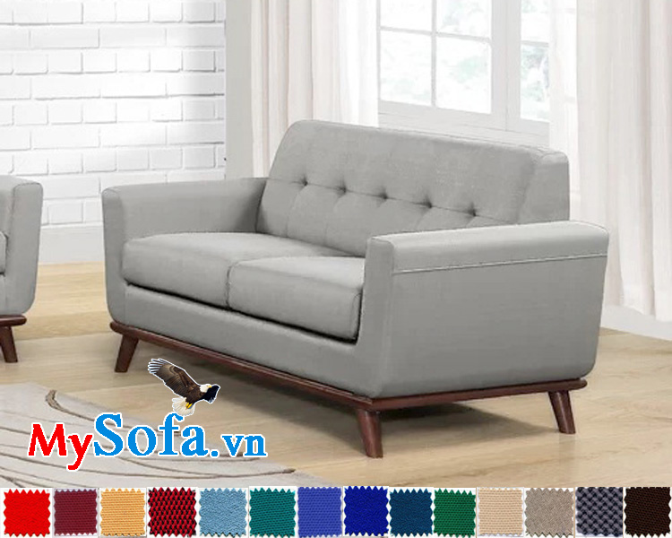 sofa nỉ văng 2 chỗ đẹp chân gỗ hiện đại