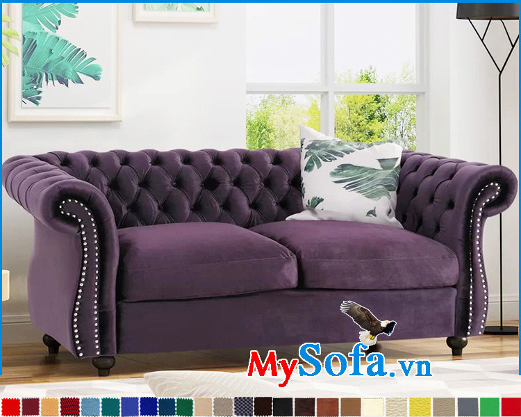 Mẫu ghế sofa bọc vải nỉ màu tím