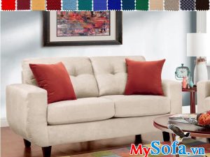 sofa nỉ MyS 0619029 với lớp nệm mút dày kết hợp chất liệu nỉ êm ái, màu trắng sữa dịu nhẹ