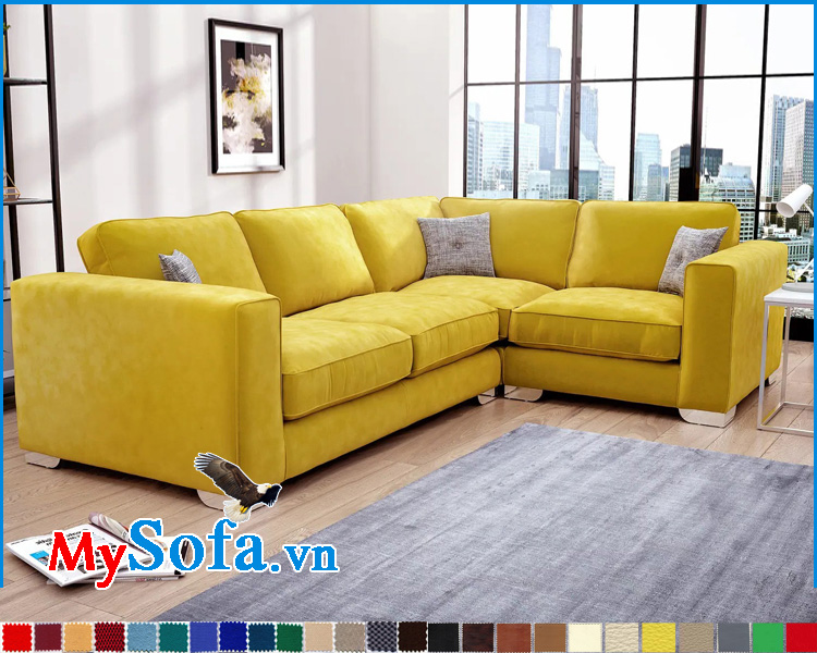 Sofa góc chữ L đẹp màu vàng tươi sáng