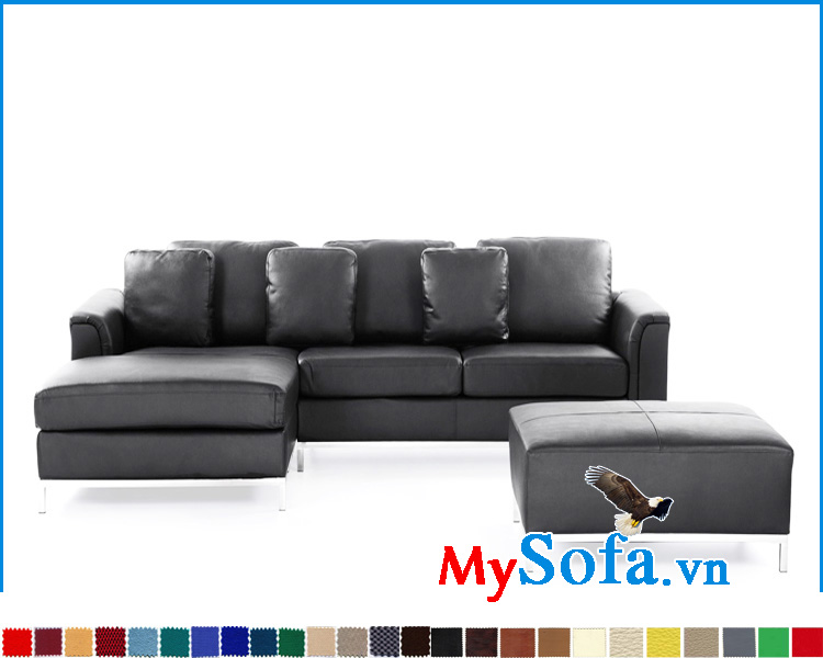 Sofa góc đẹp màu đen chất liệu da đẹp