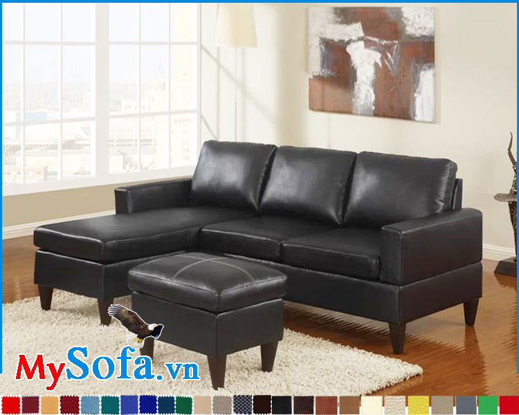 Sofa góc L đẹp bọc da màu đen sang trọng