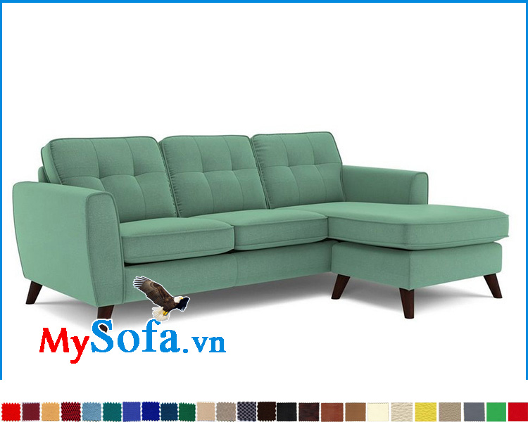 Sofa nỉ đẹp màu xanh dạng góc L