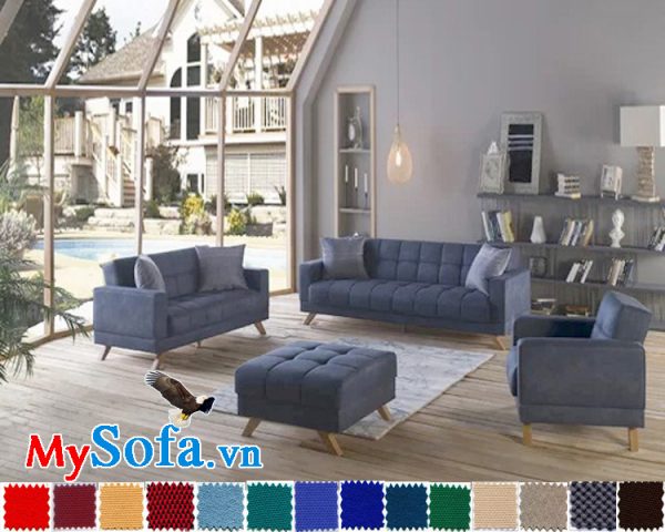 bộ sofa nỉ đẹp cho phòng khách hiện đại MyS 0619347 với nhiều ghế dạng văng trẻ trung