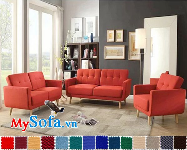 bộ sofa văng màu cam rực rỡ trẻ trung mys 0619298 có thiết kế mảnh mai