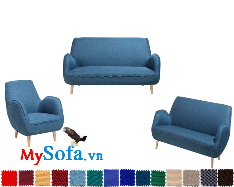 Bộ ghế sofa văng chất nỉ đẹp màu xanh tươi trẻ