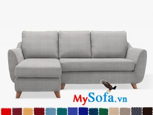 Ghế sofa góc chữ L chất nỉ màu ghi đẹp hiện đại cho phòng khách
