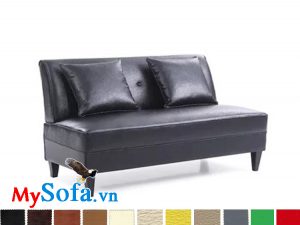 sofa da thiết kế cực tối giản mys 0619256 kiểu dáng văng dài kết hợp với chân gỗ cao