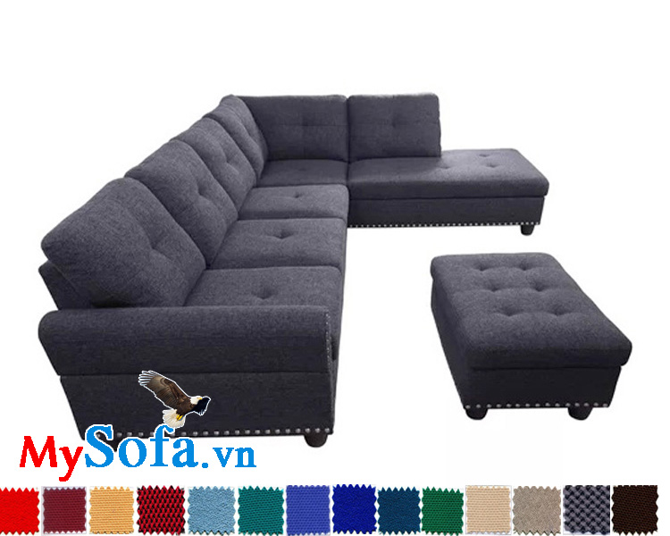 sofa góc kết hợp bàn trà chất nỉ mys 0619260 với màu vải nỉ thanh lịch 