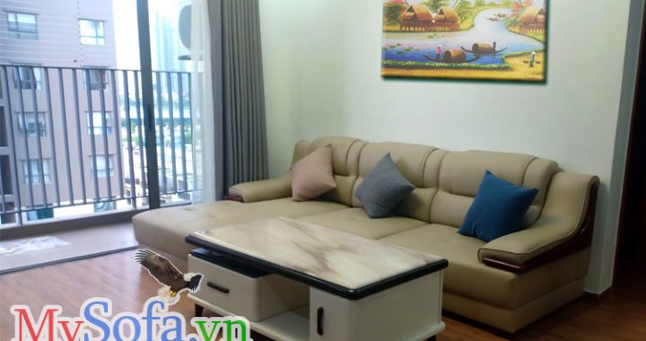 ghế sofa góc chữ L chất da đẹp và sang trọng cho nhà chung cư