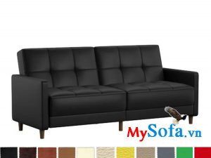 sofa da phòng khách mys 0619242 màu đen thanh lịch