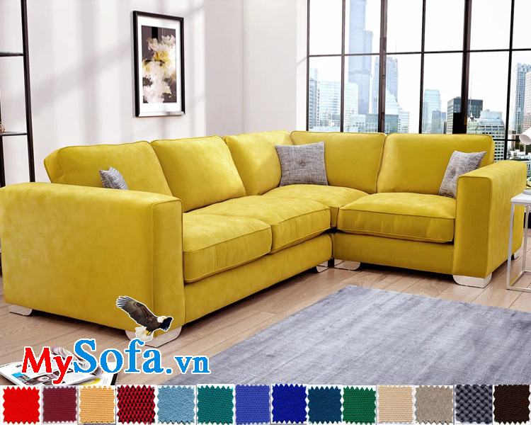 mẫu ghế sofa góc đẹp bọc nỉ màu vàng MyS-1910606