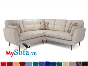 sofa nỉ dạng góc MyS-1910938 màu trắng thanh lịch cho phòng khách trung bình rộng