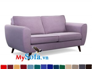 sofa văng nhỏ gọn màu tím tinh tế lãng mạn cho phòng khách nhỏ