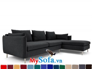 Sofa góc màu đen chân inox rất đẹp MyS-1910631