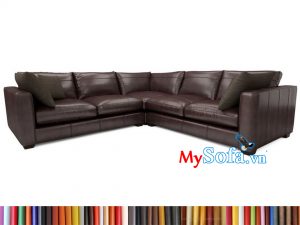 Sofa góc da màu nâu đỏ MyS-1911640