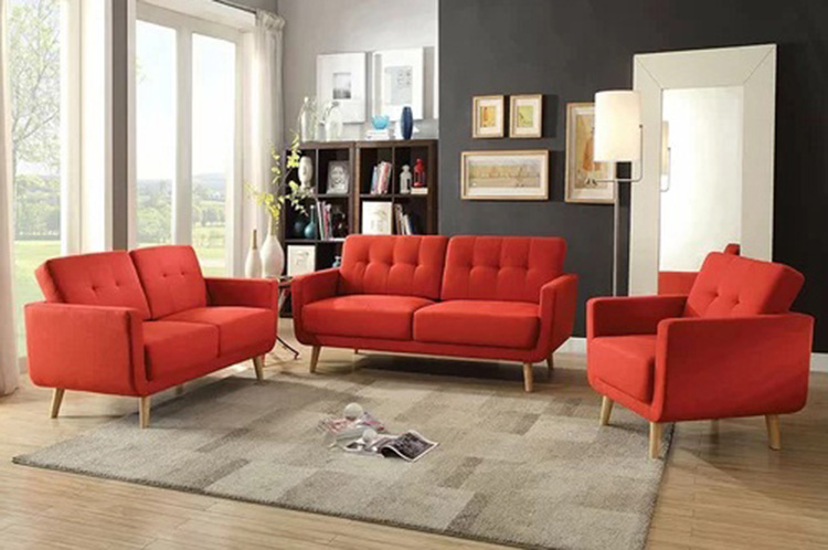 Bộ ghế sofa phòng khách màu đỏ cam