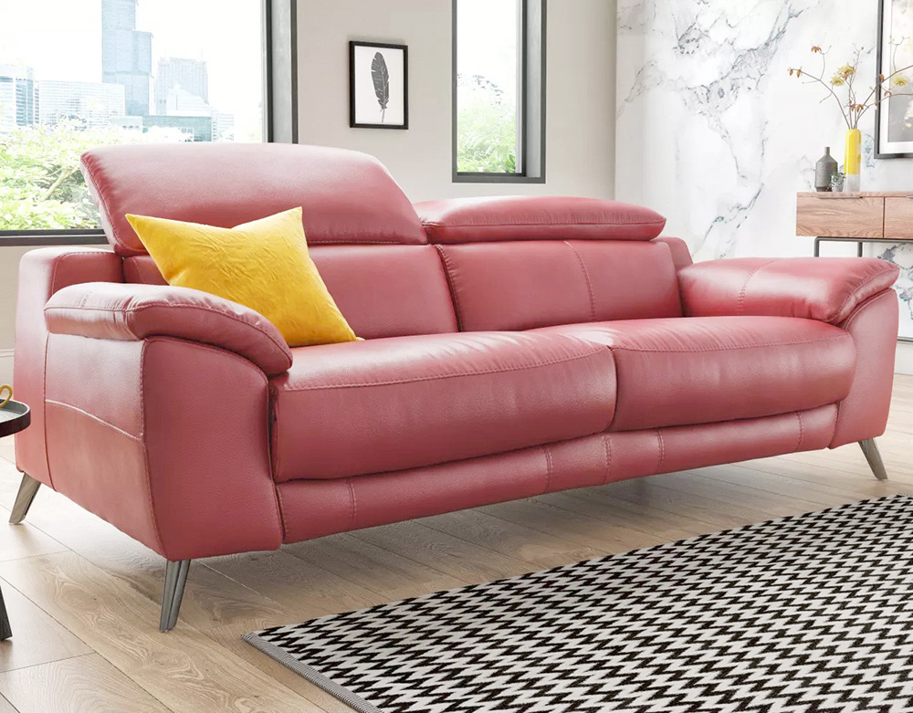 Mẫu ghế sofa da màu đỏ