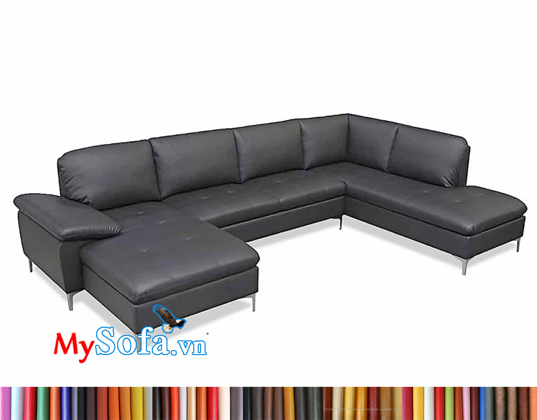 Ghế sofa da màu đen kích thước lớn sang trọng