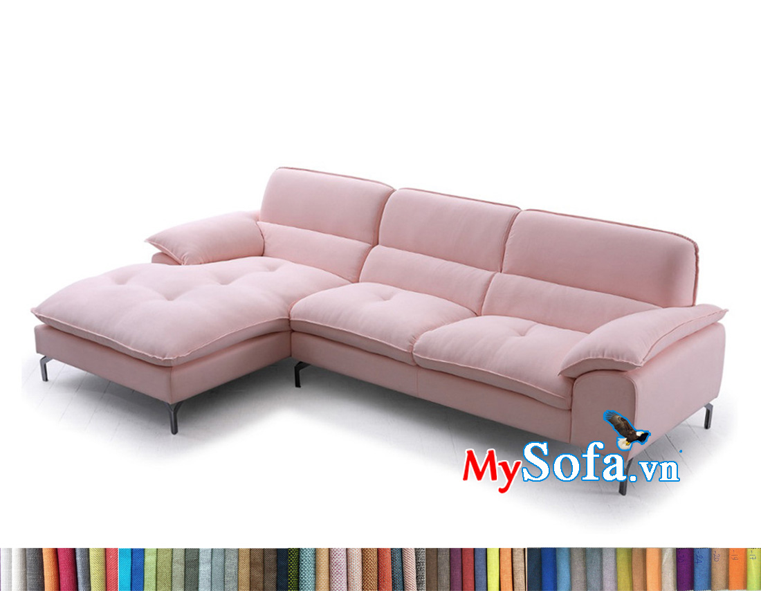 Ghế sofa góc đẹp màu hồng nhạt trẻ trung