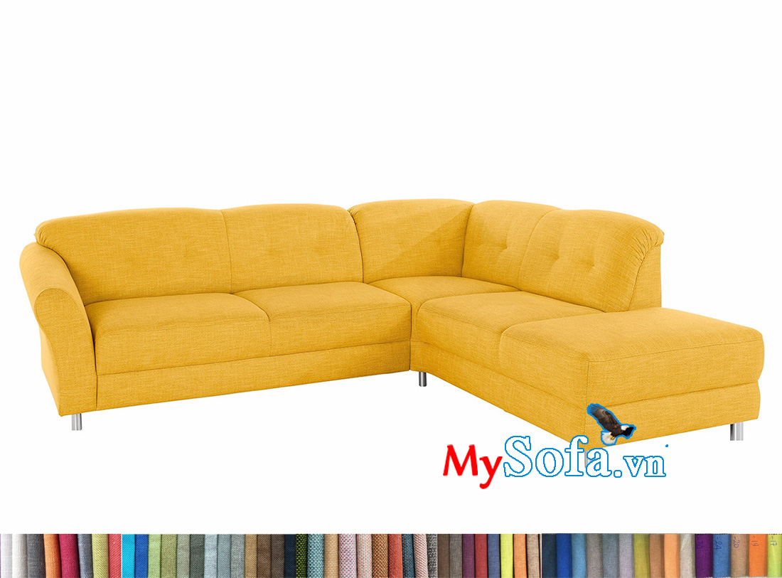 Ghế sofa góc đẹp bọc nỉ màu vàng trẻ trung vànổi bật