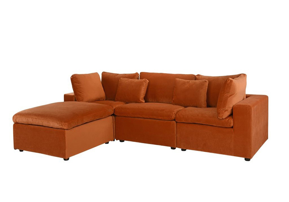 Ghế sofa màu cam nỉ nhung