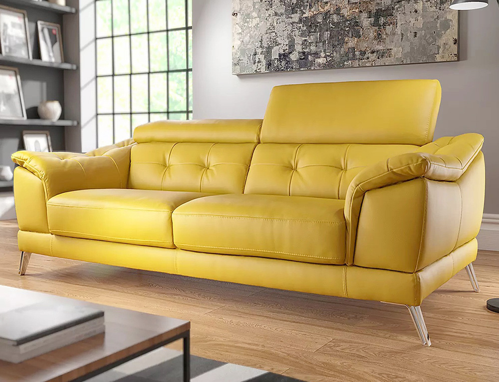 Mẫu ghế sofa da màu vàng