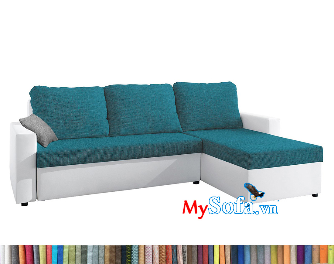 Hình ảnh bộ sofa góc L với màu kem và xanh