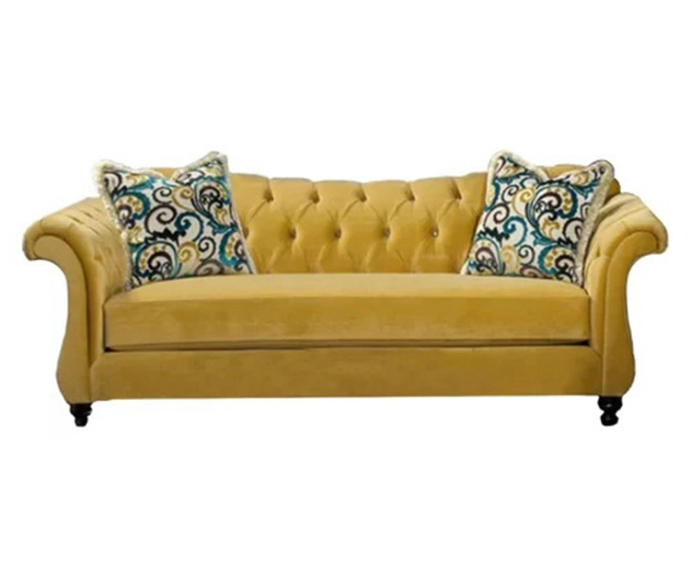 Ghế sofa tân cổ điển đẹp bọc nỉ màu vàng