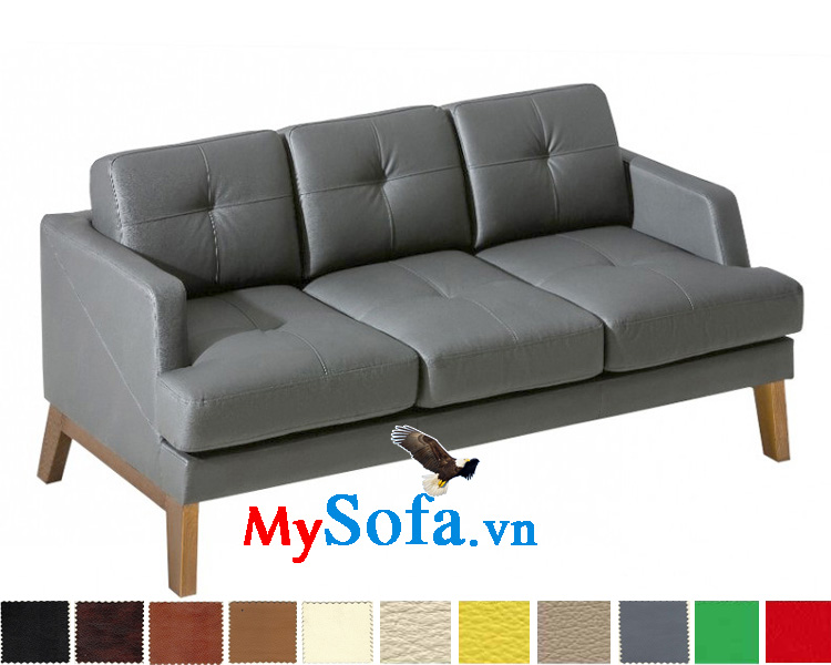 MyS-20011012 Ghế sofa văng da có chân ghế gỗ trẻ trung