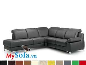MyS-20011022 sofa góc da màu đen sang trọng